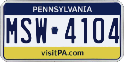 PA license plate MSW4104
