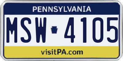 PA license plate MSW4105
