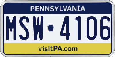 PA license plate MSW4106