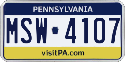 PA license plate MSW4107