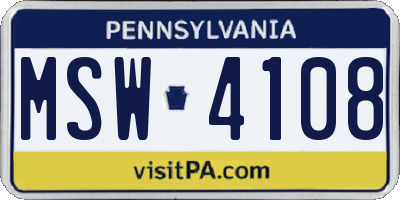 PA license plate MSW4108