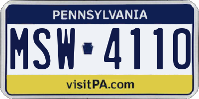 PA license plate MSW4110