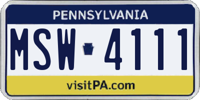 PA license plate MSW4111