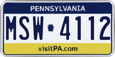 PA license plate MSW4112