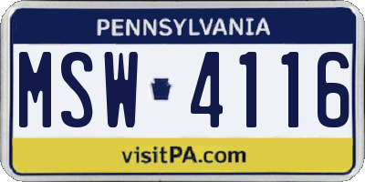 PA license plate MSW4116