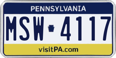 PA license plate MSW4117
