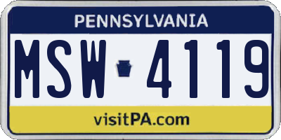 PA license plate MSW4119