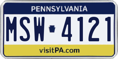 PA license plate MSW4121