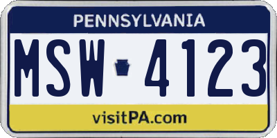 PA license plate MSW4123