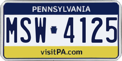 PA license plate MSW4125