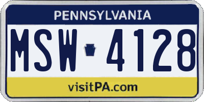 PA license plate MSW4128