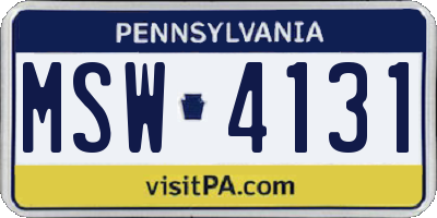 PA license plate MSW4131