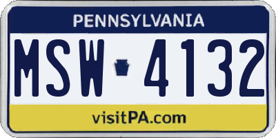 PA license plate MSW4132