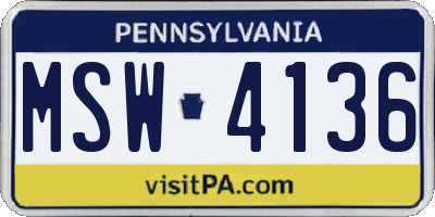 PA license plate MSW4136