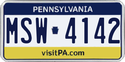 PA license plate MSW4142