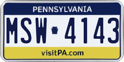 PA license plate MSW4143
