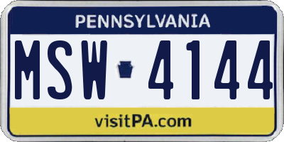 PA license plate MSW4144