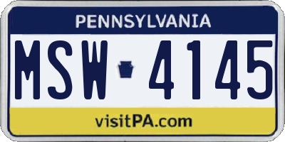 PA license plate MSW4145