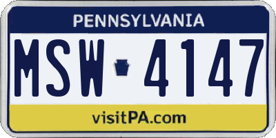 PA license plate MSW4147
