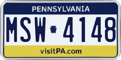 PA license plate MSW4148