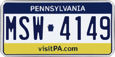 PA license plate MSW4149