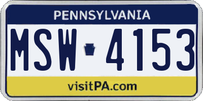 PA license plate MSW4153