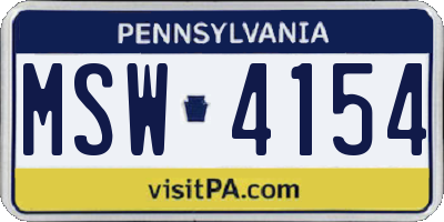PA license plate MSW4154