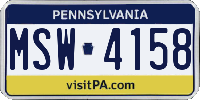 PA license plate MSW4158