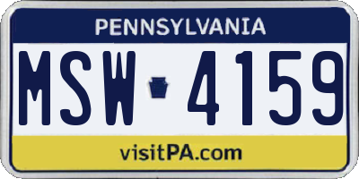 PA license plate MSW4159