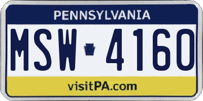 PA license plate MSW4160