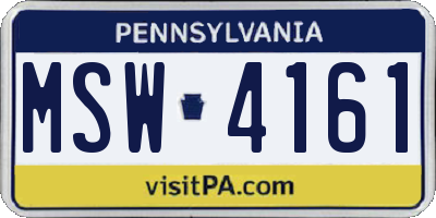 PA license plate MSW4161
