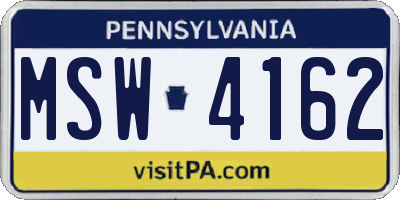 PA license plate MSW4162