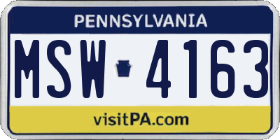 PA license plate MSW4163
