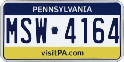 PA license plate MSW4164