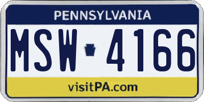 PA license plate MSW4166