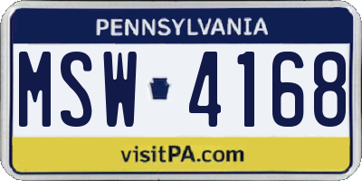 PA license plate MSW4168