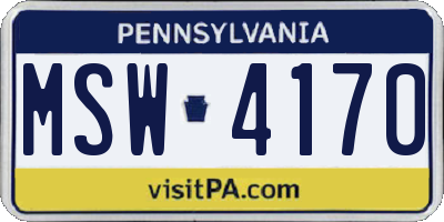 PA license plate MSW4170
