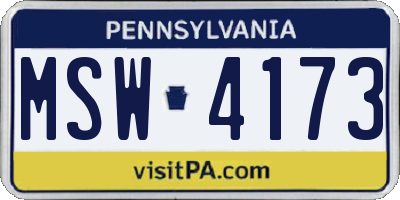 PA license plate MSW4173