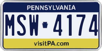 PA license plate MSW4174