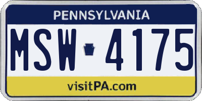 PA license plate MSW4175