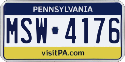 PA license plate MSW4176