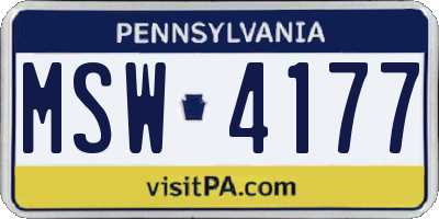PA license plate MSW4177