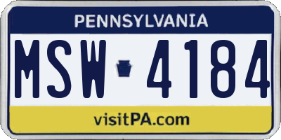 PA license plate MSW4184