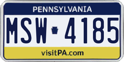 PA license plate MSW4185