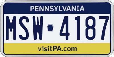 PA license plate MSW4187