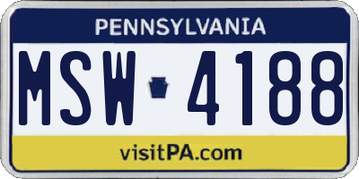 PA license plate MSW4188