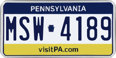 PA license plate MSW4189