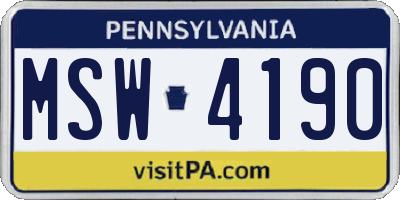 PA license plate MSW4190