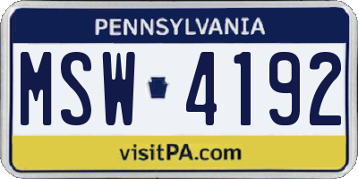 PA license plate MSW4192