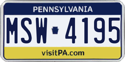 PA license plate MSW4195